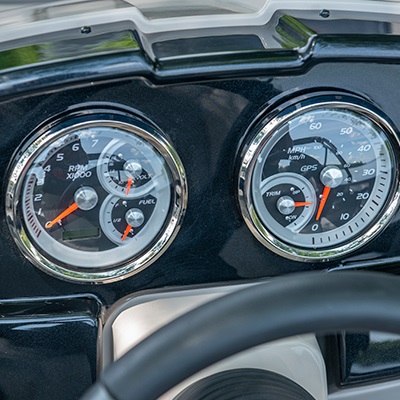 Standard gauges including a GPS speedometer