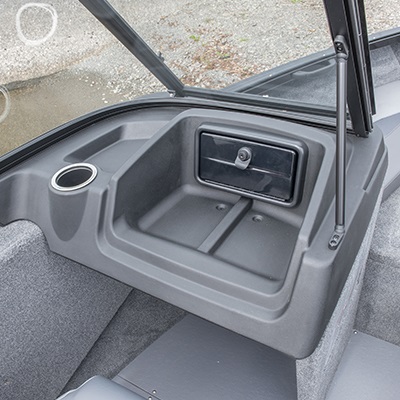 Passenger console with glove box and cup holder