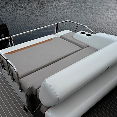 Lounging area with 2-position adjustable backrest