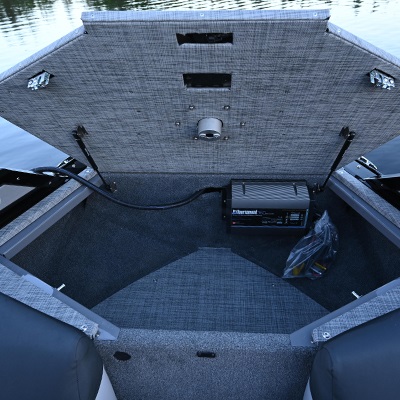 Large bow trolling motor battery storage